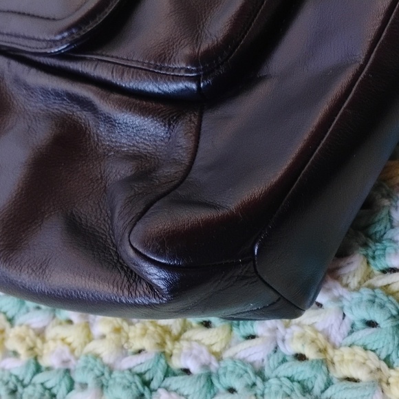 Coach Vintage Black Leather Tote/ messenger large Bag - Picture 3 of 16